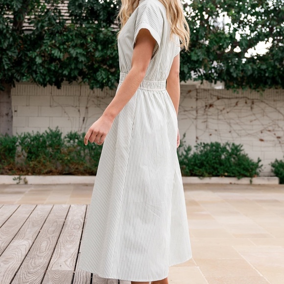 Baltic Born Larah Button Dress | Sage Stripe Size SS - Picture 5 of 5